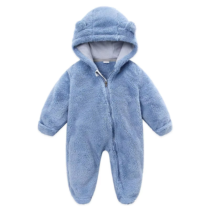 Newborn Baby Rompers with Ears Spring Soft Clothing for Babies Polar Fleece Infant Girl Oneies Cute Newborn Bodysuit 0-12 Months
