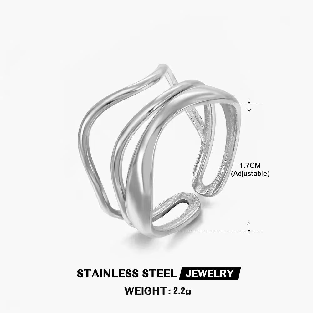 Gold Color Stainless Steel Heart Ring Women Metal Finger Hollow Ring Waterproof Jewelry Girlfriend Gift Bijoux Femme Anillos