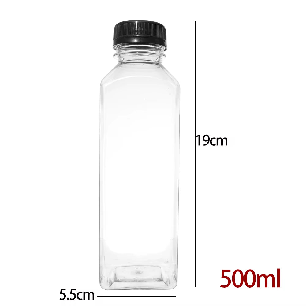 Empty Plastic Juice Bottles with Caps Water Bottles Clear Bulk Drink Containers with Lids Juicing Drinking Milk Jam Container