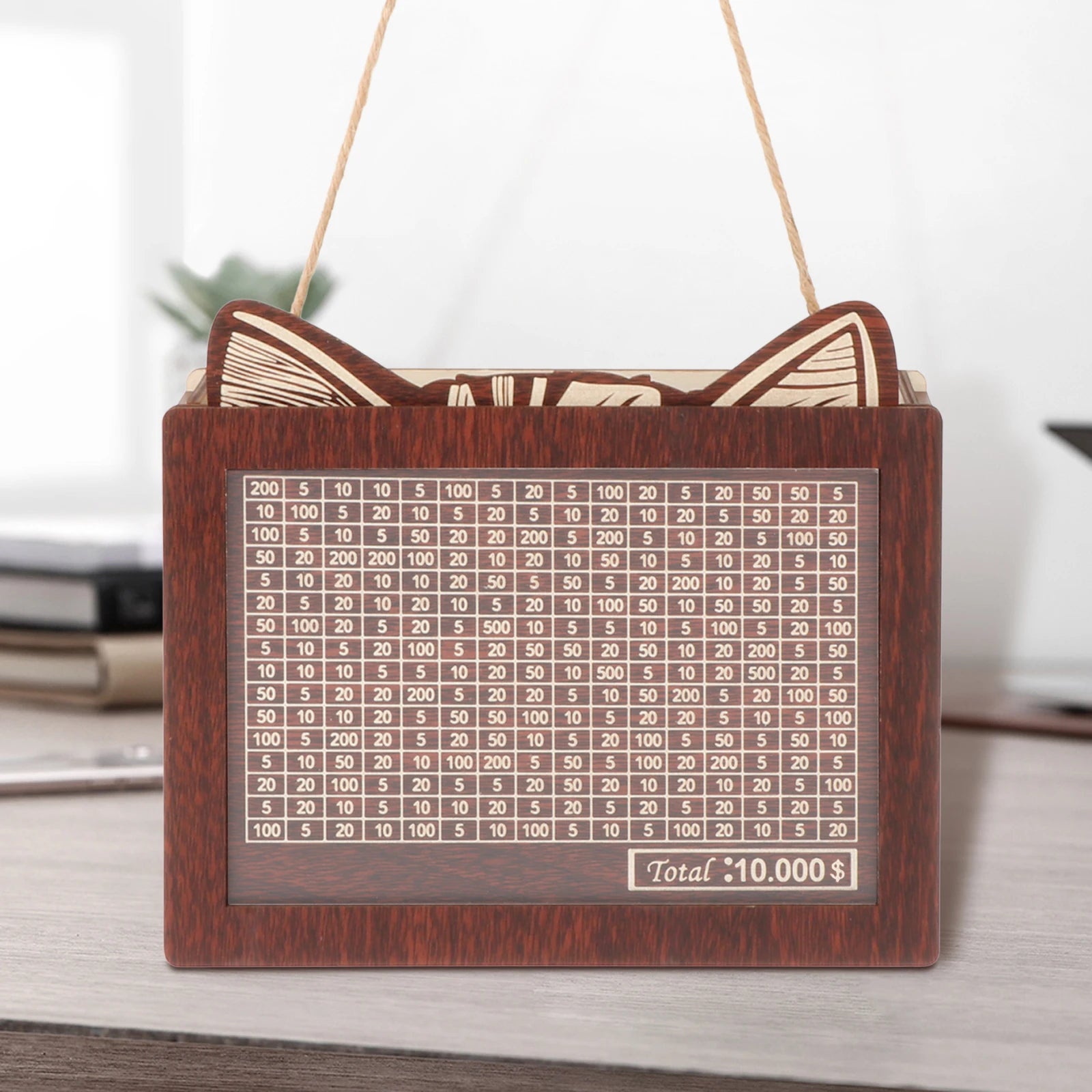 Piggy Bank with Marking Pen Money Box with Counter Wooden Money Box Money Jar Piggy Bank Savings Goal Cash Box Money Saving Cha