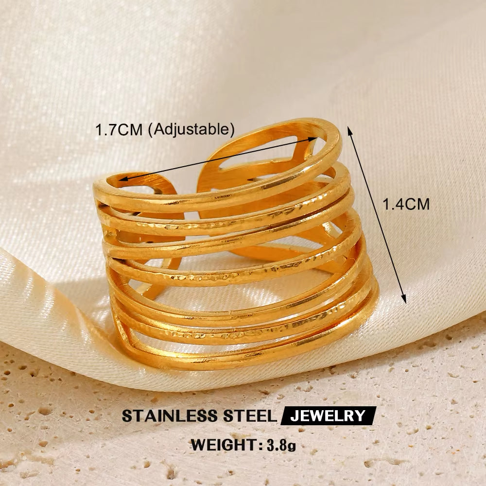 Gold Color Stainless Steel Heart Ring Women Metal Finger Hollow Ring Waterproof Jewelry Girlfriend Gift Bijoux Femme Anillos