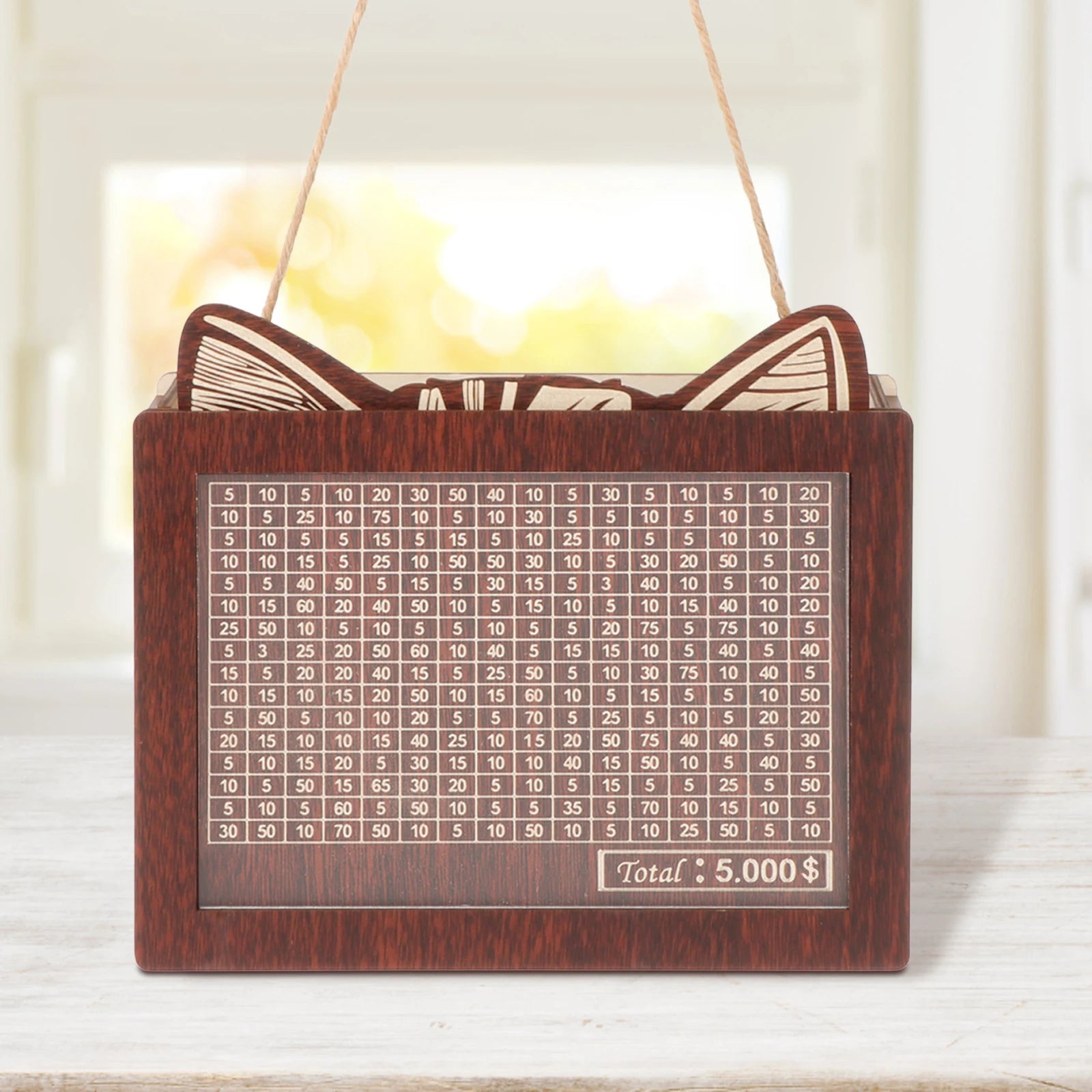 Piggy Bank with Marking Pen Money Box with Counter Wooden Money Box Money Jar Piggy Bank Savings Goal Cash Box Money Saving Cha