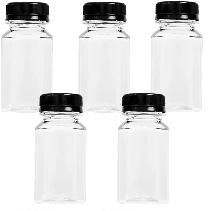 Empty Plastic Juice Bottles with Caps Water Bottles Clear Bulk Drink Containers with Lids Juicing Drinking Milk Jam Container