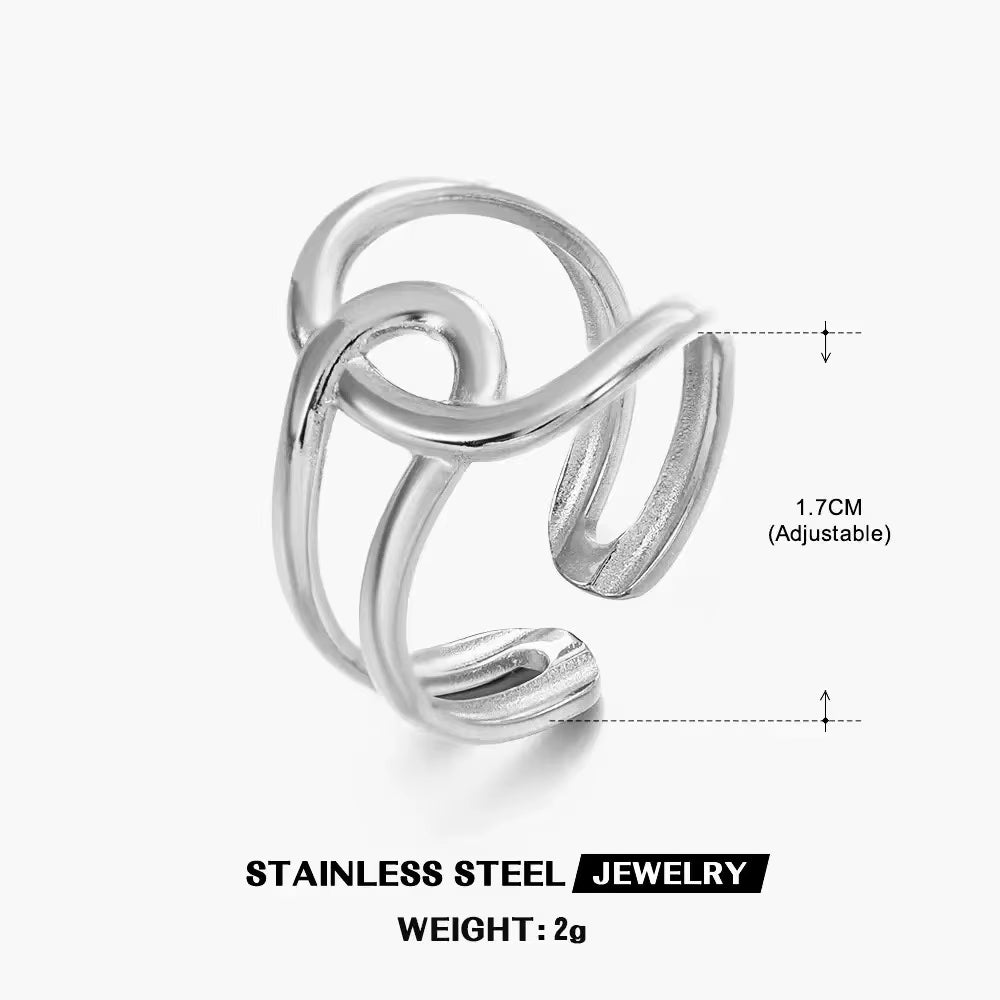 Gold Color Stainless Steel Heart Ring Women Metal Finger Hollow Ring Waterproof Jewelry Girlfriend Gift Bijoux Femme Anillos