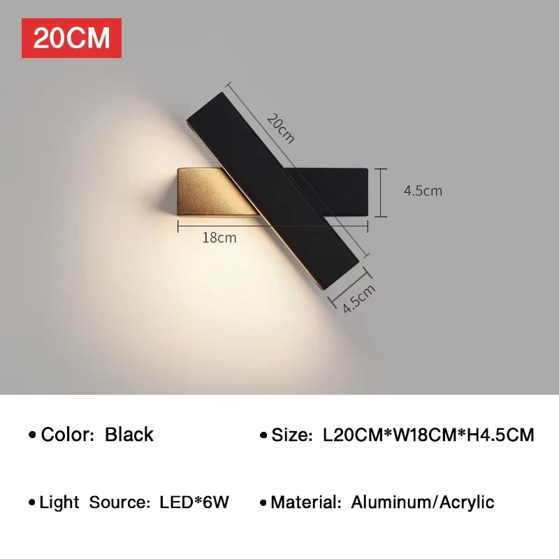 Modern LED Wall Light 350° Rotatable Wall Lamp for Bedroom Living Room Indoor Wall Sconces Lighting Fixture