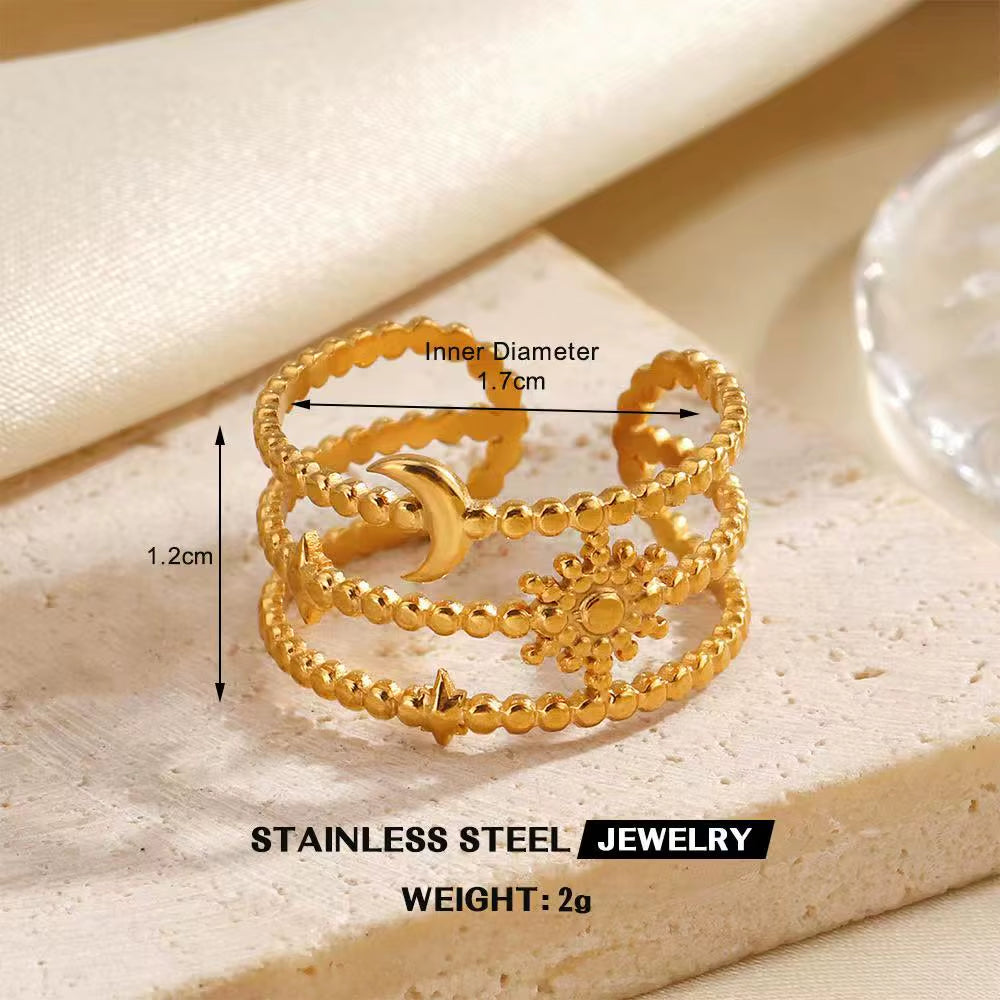 Gold Color Stainless Steel Heart Ring Women Metal Finger Hollow Ring Waterproof Jewelry Girlfriend Gift Bijoux Femme Anillos