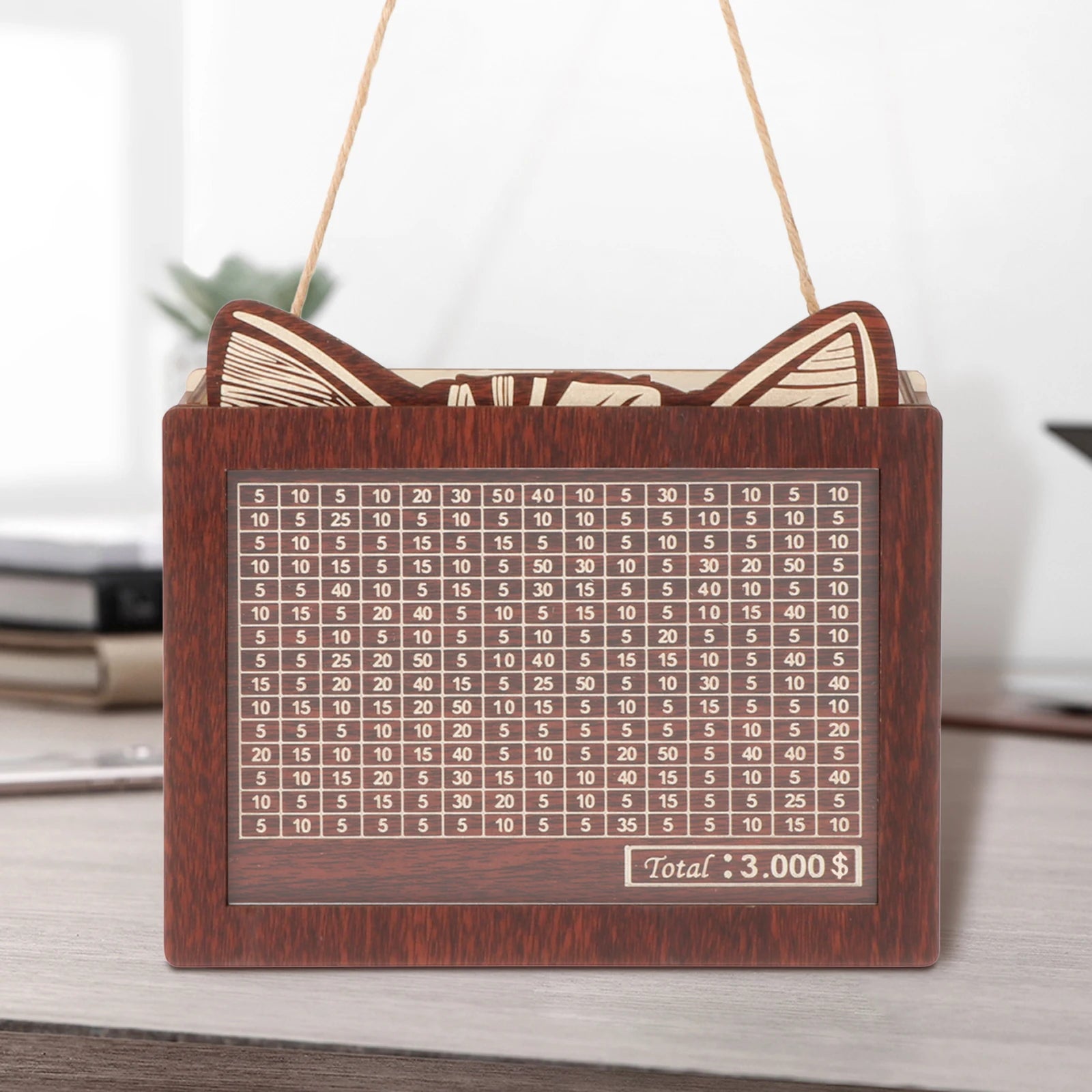 Piggy Bank with Marking Pen Money Box with Counter Wooden Money Box Money Jar Piggy Bank Savings Goal Cash Box Money Saving Cha