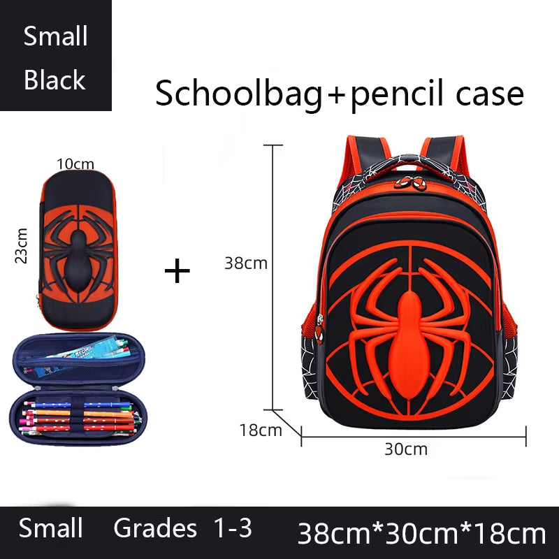 Spider Backpack+Pencil Case Set for Boys School Bag Elementary for Kids School Bag Cartoon Waterproof Primary Backpack