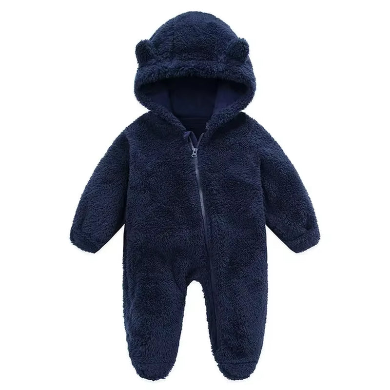 Newborn Baby Rompers with Ears Spring Soft Clothing for Babies Polar Fleece Infant Girl Oneies Cute Newborn Bodysuit 0-12 Months