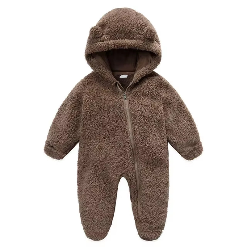 Newborn Baby Rompers with Ears Spring Soft Clothing for Babies Polar Fleece Infant Girl Oneies Cute Newborn Bodysuit 0-12 Months