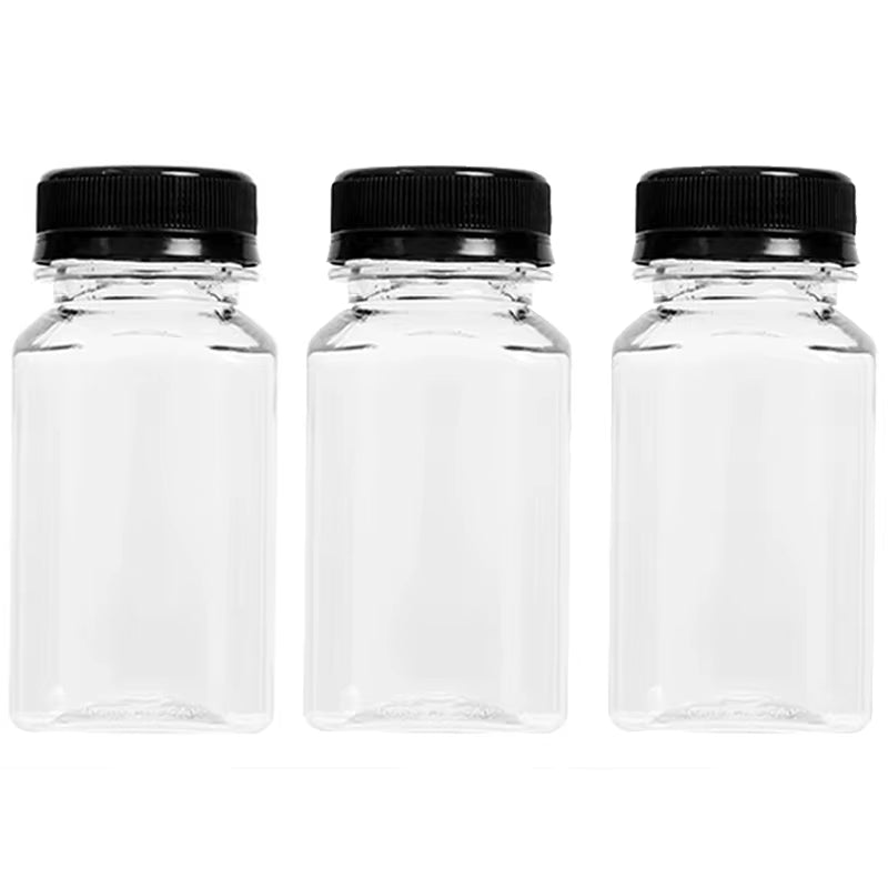 Empty Plastic Juice Bottles with Caps Water Bottles Clear Bulk Drink Containers with Lids Juicing Drinking Milk Jam Container