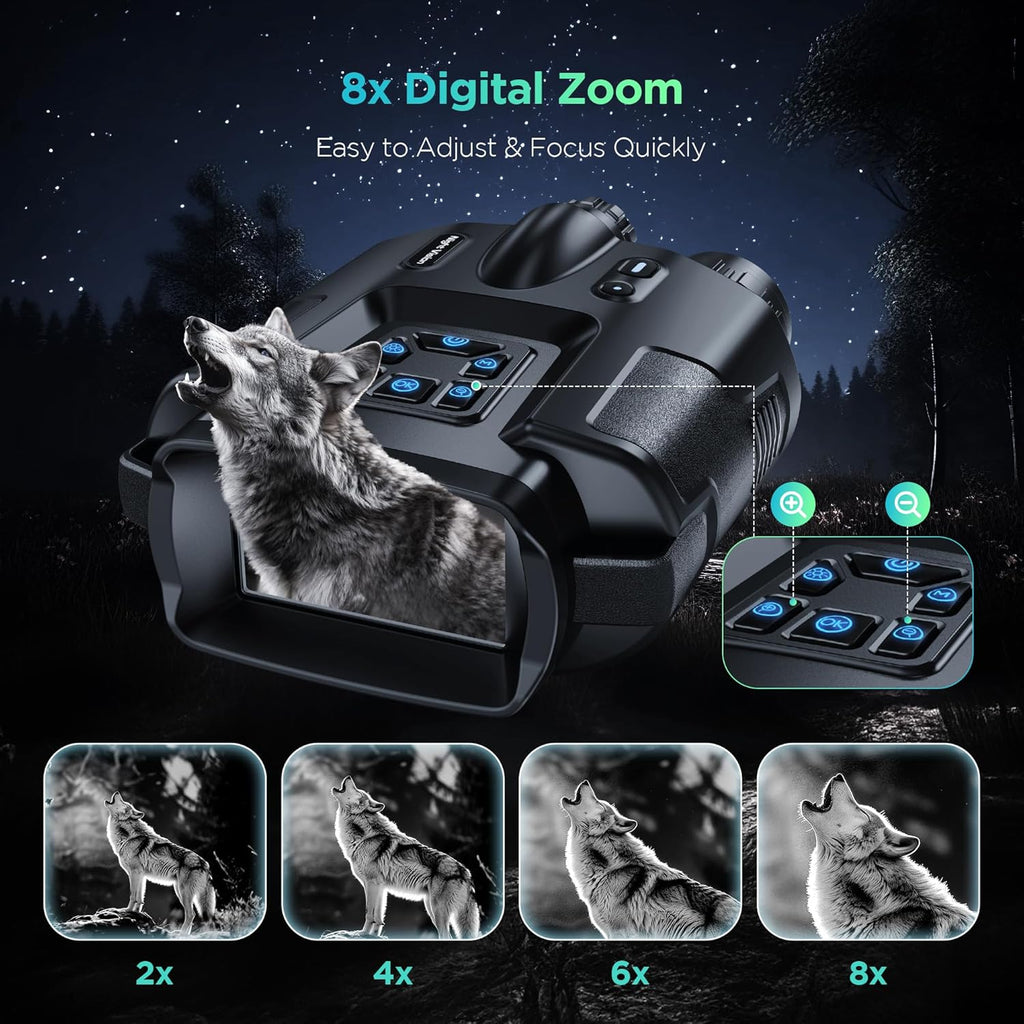 4K Night Vision Goggles for Adults, 2000FT Infrared Night Vision Binoculars with 64GB Card, Tactical Light, 8X Digital Zoom for Outdoor, Camping and Travel