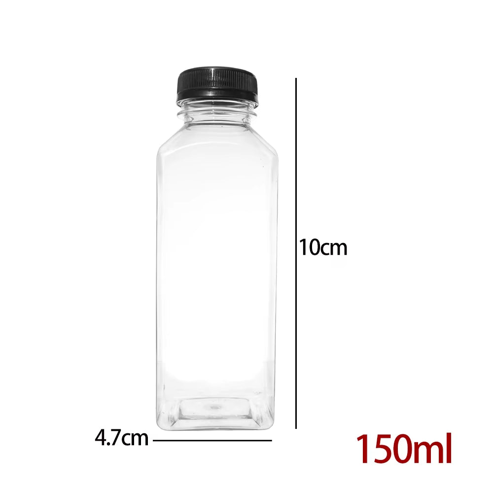 Empty Plastic Juice Bottles with Caps Water Bottles Clear Bulk Drink Containers with Lids Juicing Drinking Milk Jam Container