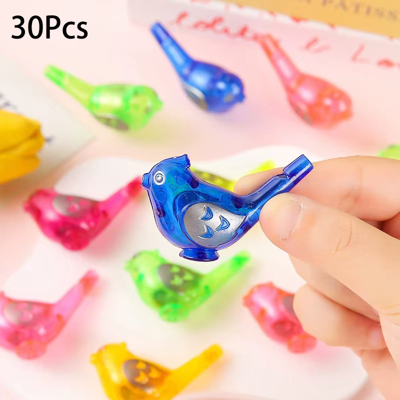 30Pcs Colorful Mini Bird Plastic Water Whistles Noise Maker Toys for Kids Birthday Party Favors Baby Shower Gift Pinata Fillers