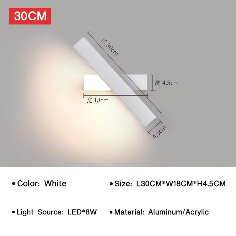 Modern LED Wall Light 350° Rotatable Wall Lamp for Bedroom Living Room Indoor Wall Sconces Lighting Fixture