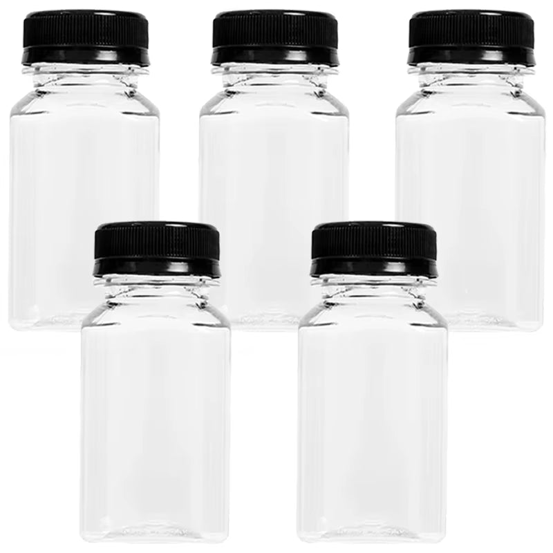 Empty Plastic Juice Bottles with Caps Water Bottles Clear Bulk Drink Containers with Lids Juicing Drinking Milk Jam Container