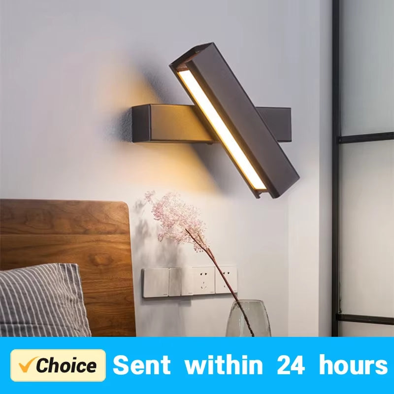 Modern LED Wall Light 350° Rotatable Wall Lamp for Bedroom Living Room Indoor Wall Sconces Lighting Fixture