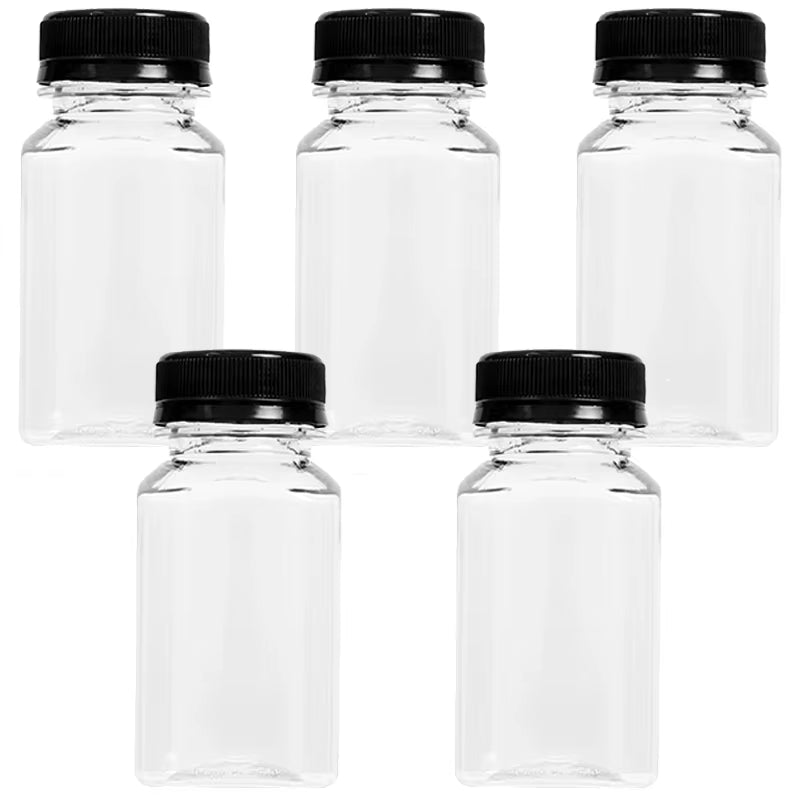 Empty Plastic Juice Bottles with Caps Water Bottles Clear Bulk Drink Containers with Lids Juicing Drinking Milk Jam Container