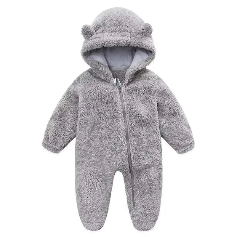Newborn Baby Rompers with Ears Spring Soft Clothing for Babies Polar Fleece Infant Girl Oneies Cute Newborn Bodysuit 0-12 Months