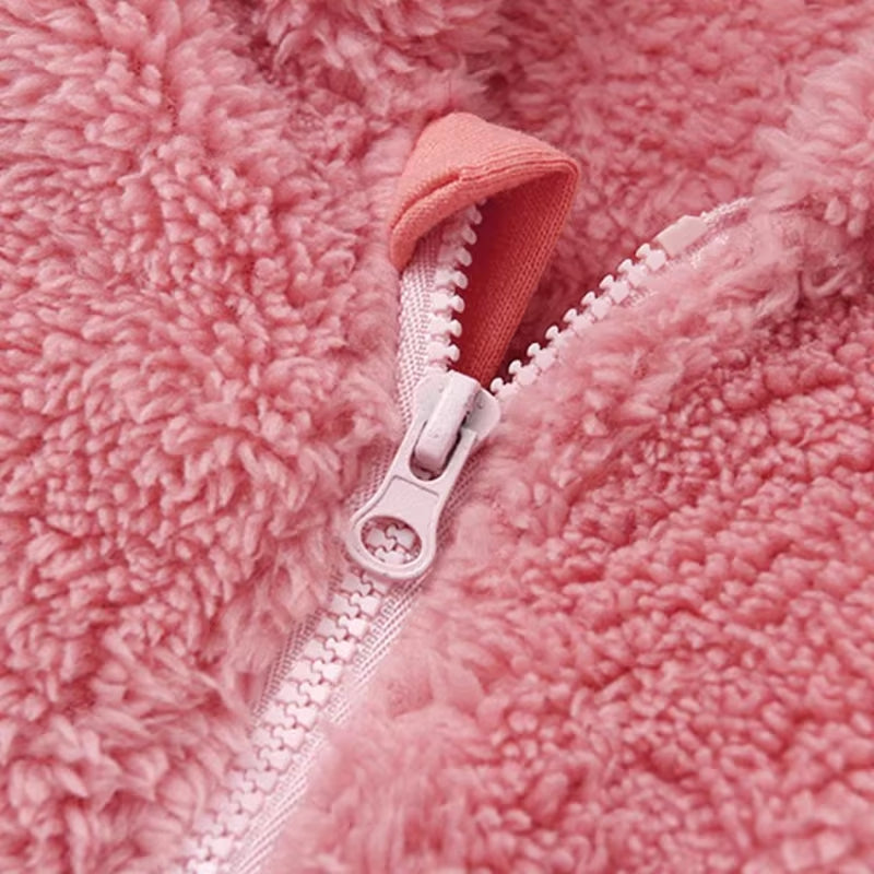 Newborn Baby Rompers with Ears Spring Soft Clothing for Babies Polar Fleece Infant Girl Oneies Cute Newborn Bodysuit 0-12 Months