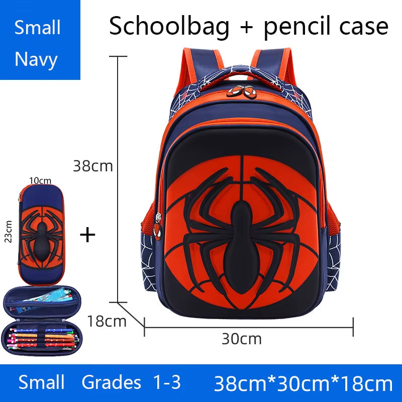 Spider Backpack+Pencil Case Set for Boys School Bag Elementary for Kids School Bag Cartoon Waterproof Primary Backpack