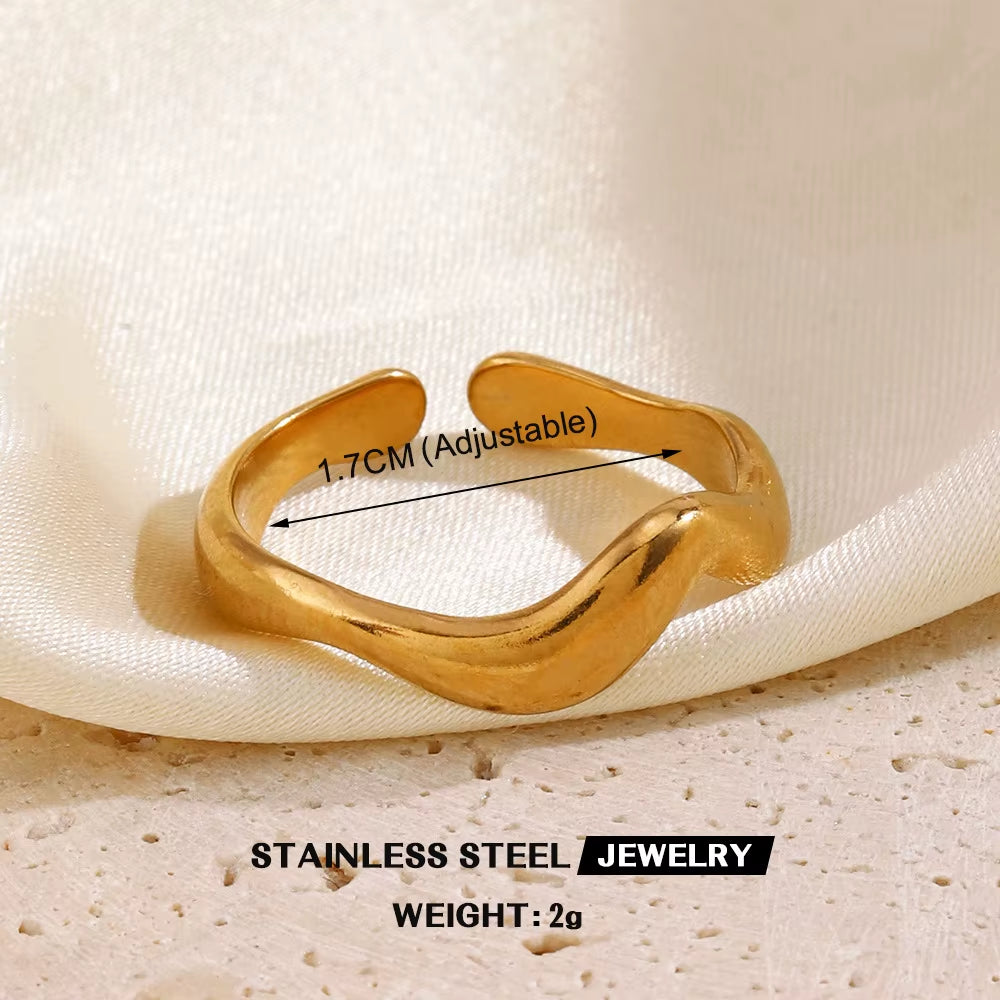 Gold Color Stainless Steel Heart Ring Women Metal Finger Hollow Ring Waterproof Jewelry Girlfriend Gift Bijoux Femme Anillos
