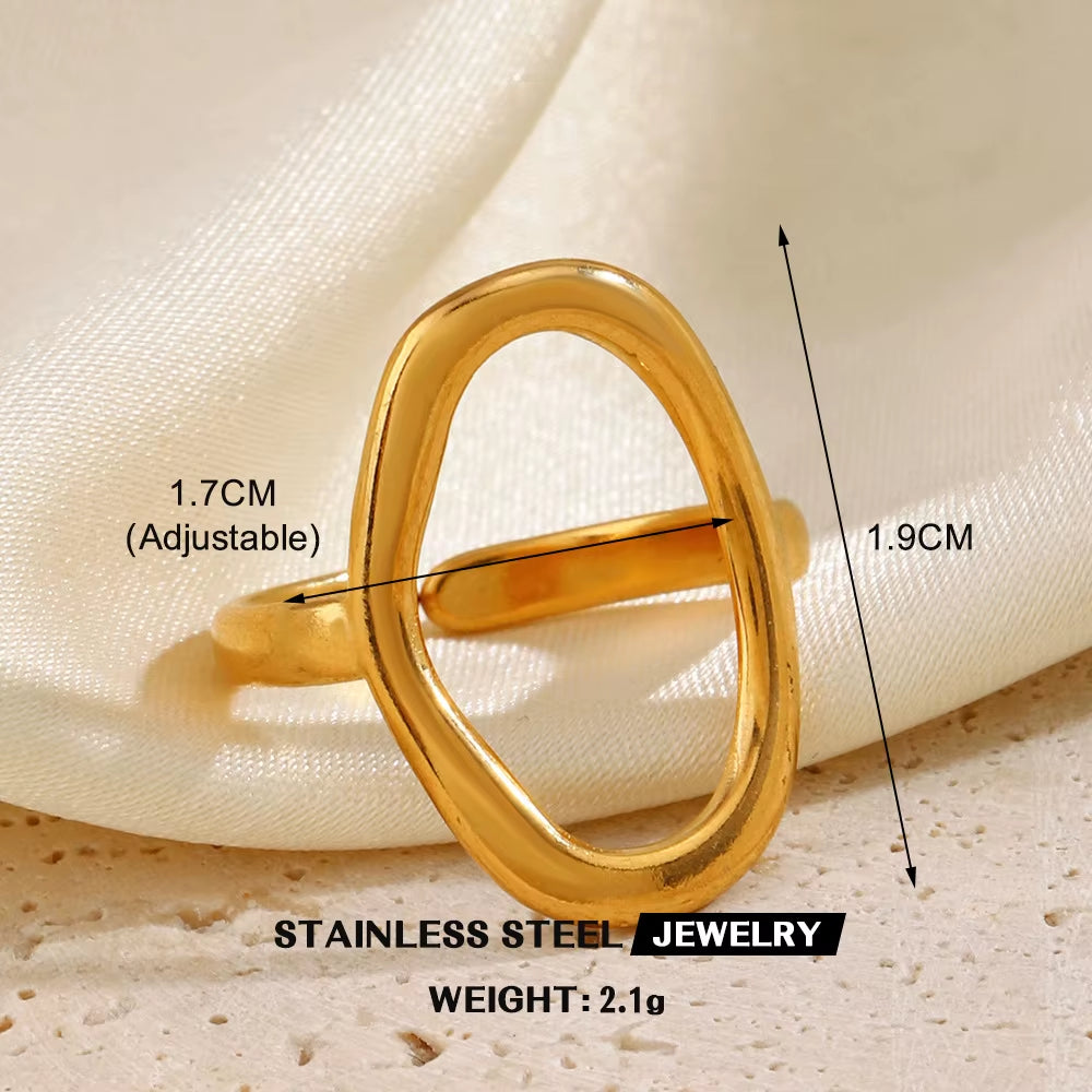 Gold Color Stainless Steel Heart Ring Women Metal Finger Hollow Ring Waterproof Jewelry Girlfriend Gift Bijoux Femme Anillos