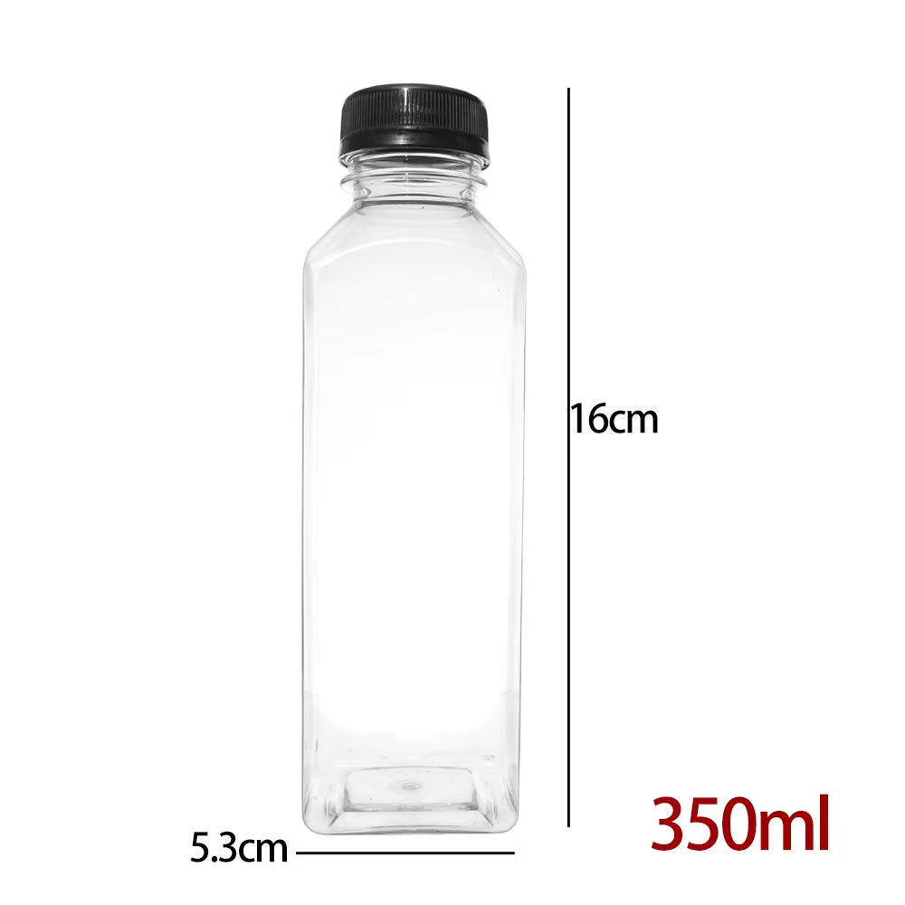 Empty Plastic Juice Bottles with Caps Water Bottles Clear Bulk Drink Containers with Lids Juicing Drinking Milk Jam Container