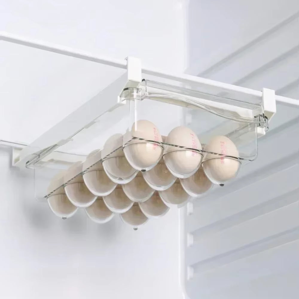 Transparent Fridge Organizer Fruit Egg Refrigerator Storage Box Under-Shelf Refrigerator Drawer Box Fresh-Keep Kitchen Organizer