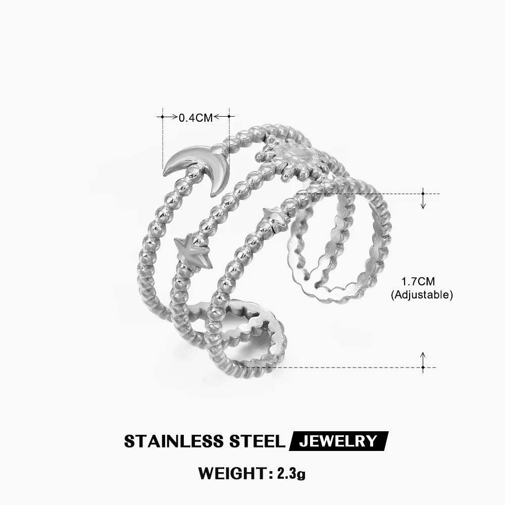 Gold Color Stainless Steel Heart Ring Women Metal Finger Hollow Ring Waterproof Jewelry Girlfriend Gift Bijoux Femme Anillos