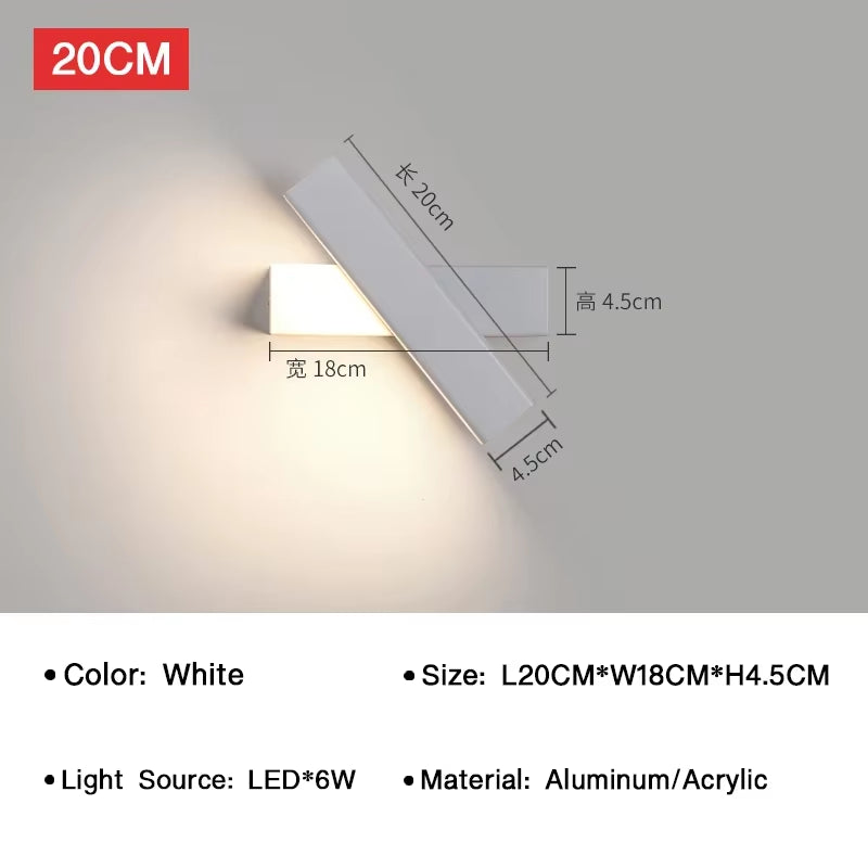 Modern LED Wall Light 350° Rotatable Wall Lamp for Bedroom Living Room Indoor Wall Sconces Lighting Fixture