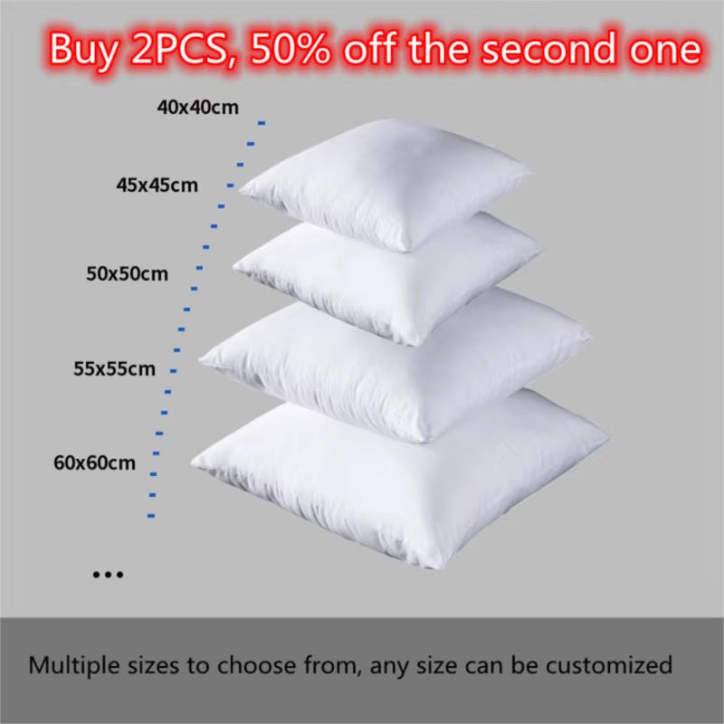 100%Cotton Standard White Bounce Back Pillow Cushion Core Sofa Car Seat Home Interior Decor Pillows30X30/40X40/45X45/60X80Cm