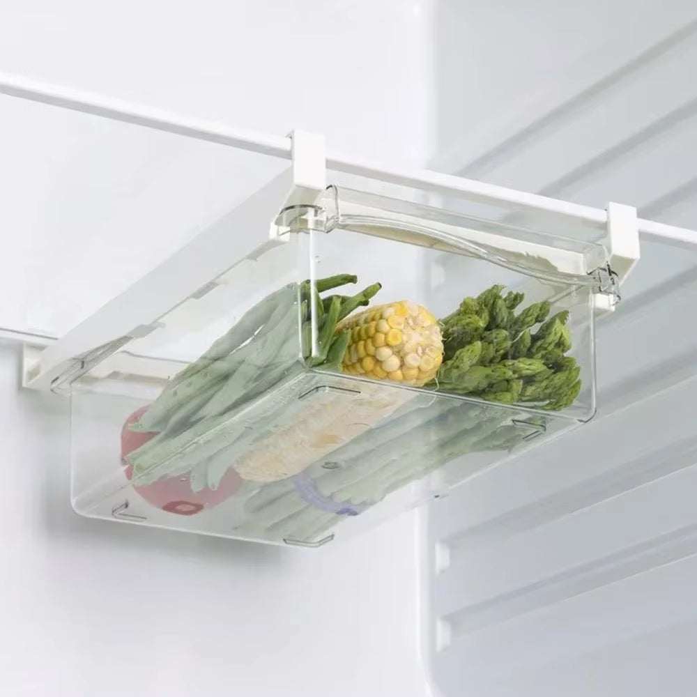 Transparent Fridge Organizer Fruit Egg Refrigerator Storage Box Under-Shelf Refrigerator Drawer Box Fresh-Keep Kitchen Organizer