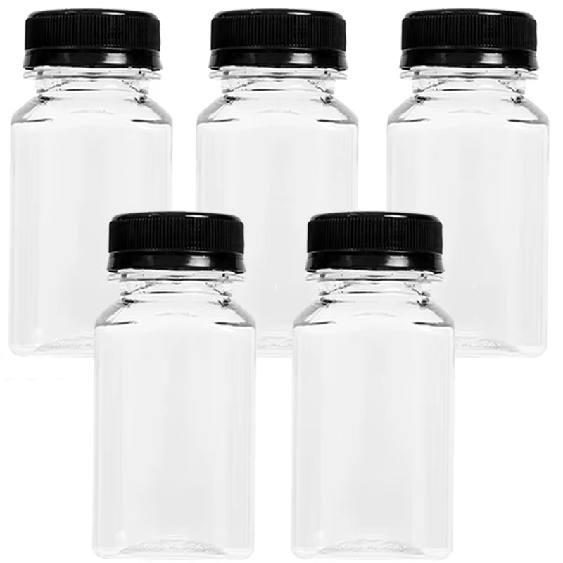 Empty Plastic Juice Bottles with Caps Water Bottles Clear Bulk Drink Containers with Lids Juicing Drinking Milk Jam Container
