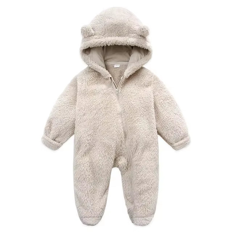 Newborn Baby Rompers with Ears Spring Soft Clothing for Babies Polar Fleece Infant Girl Oneies Cute Newborn Bodysuit 0-12 Months