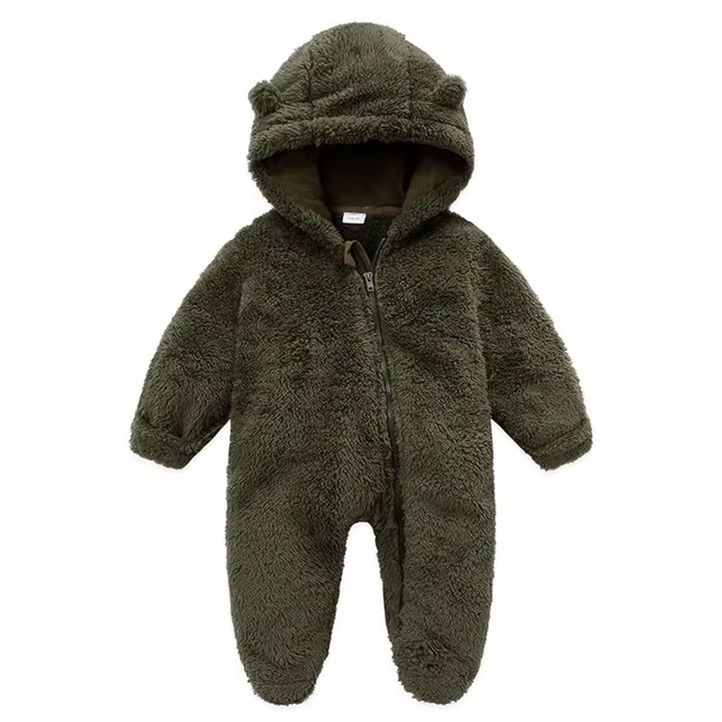 Newborn Baby Rompers with Ears Spring Soft Clothing for Babies Polar Fleece Infant Girl Oneies Cute Newborn Bodysuit 0-12 Months