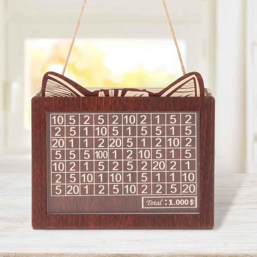 Piggy Bank with Marking Pen Money Box with Counter Wooden Money Box Money Jar Piggy Bank Savings Goal Cash Box Money Saving Cha