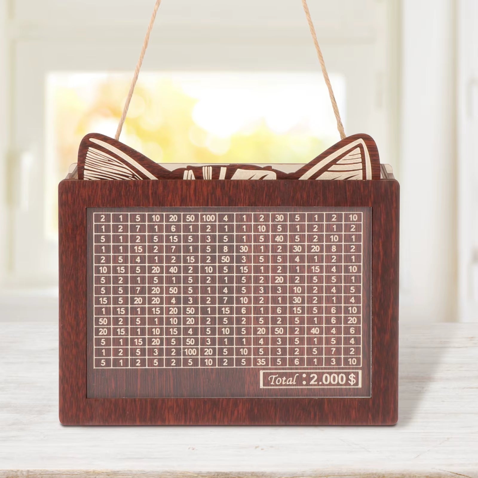 Piggy Bank with Marking Pen Money Box with Counter Wooden Money Box Money Jar Piggy Bank Savings Goal Cash Box Money Saving Cha